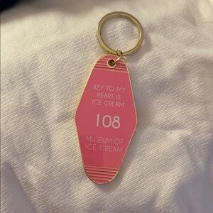Museum of Ice Cream Pink & Gold Motel Keychain - 'Key to My Heart is Ice Cream'